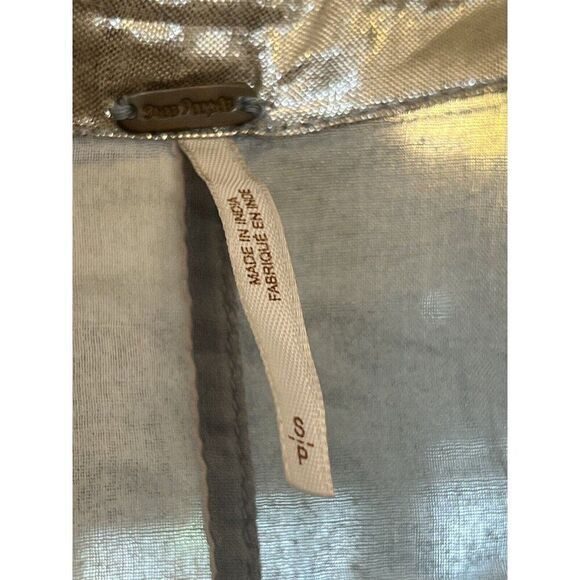 Free People Womens S Blue Rainbow Rays Shirt Button Up Oversized Colorbock Woven - Picture 7 of 7